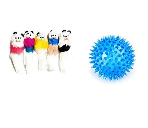 Psk Pet Mart Real Fur Mouse Cat Toy + One Puppy Chew Toys Cat Pet Led Whistle Squeaky Squeaker Chew Sound Ball Playing Toy Toys 