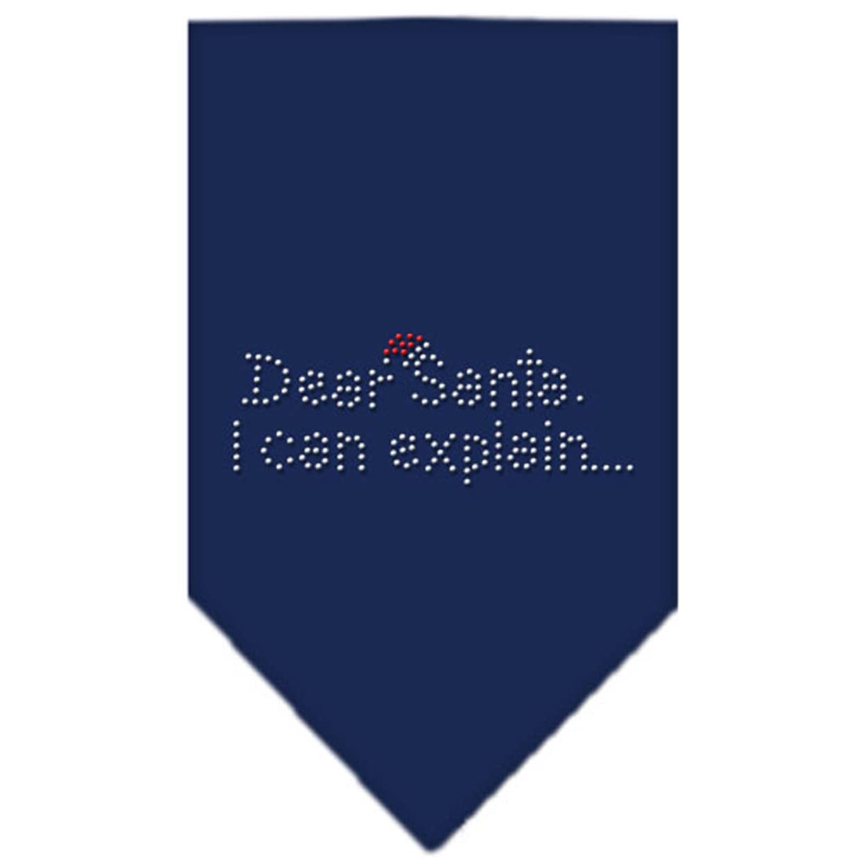Christmas Pet and Dog Bandana Rhinestone, "Dear Santa, I Can Explain" Navy Blue Small