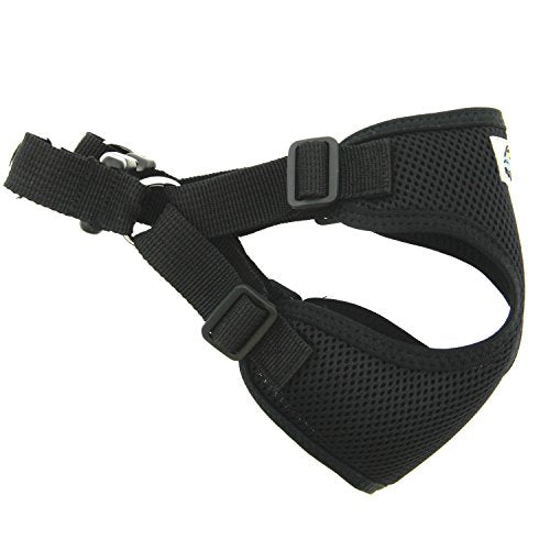 Doggie Design Soft Lightweight Wrap And Snap Choke Free Dog Harness - Black (M)