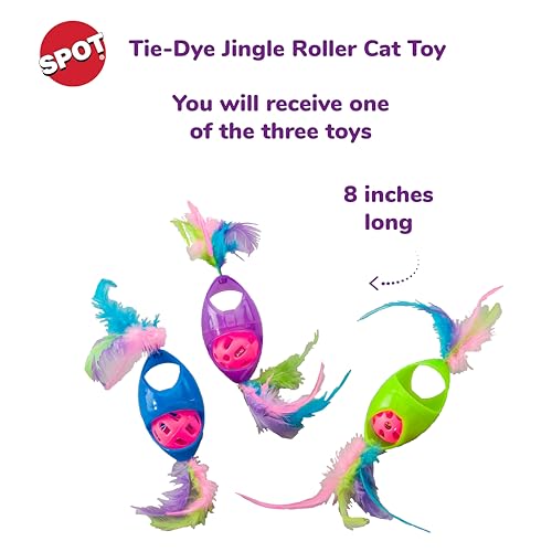 TIE DYE JINGLE ROLLER/FEATHERS CATNIP