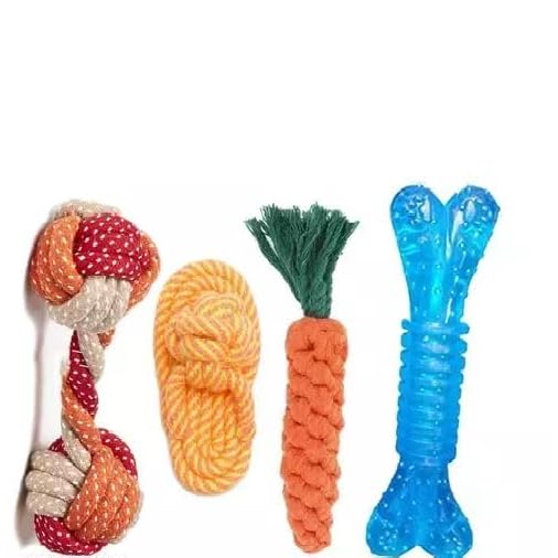Bohobark Dog Rope Toys + Chew Toys + Toys For Puppy +Pet Toys+ Chew Hard Spike Bone For Dog + Dog Cotton + Poly Mix Chew Toys, C