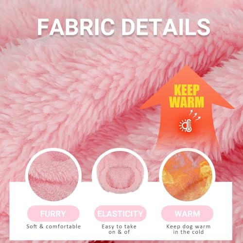 Dog Sweater Hoodie Fleece Warm Fuzzy Velvet Sweaters Winter Clothes For Small Dogs Girl Boy (Pink, Xx-Small)