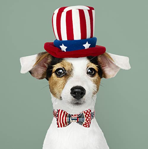 Elegant Little Tail X-Small American Flag Bowtie Dog Collar, Durable Cotton Construction, Reinforced Stitching And Hardware