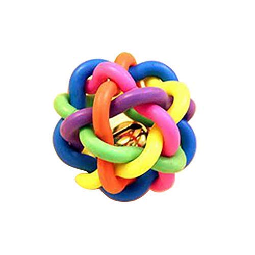 BohoBark Rubber Wire Knot Ball with Bell for Small Dogs, Cats, Kittens | MultiColor Interactive Chew & Play Toy | Lightweight, 