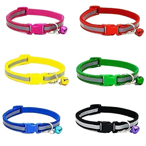 Kittupet Reflective Safe Pets Collar With Bells Adjustable Length Puppy Collar Reflected Sot Nylon Collar For Puppy And Cat (10 