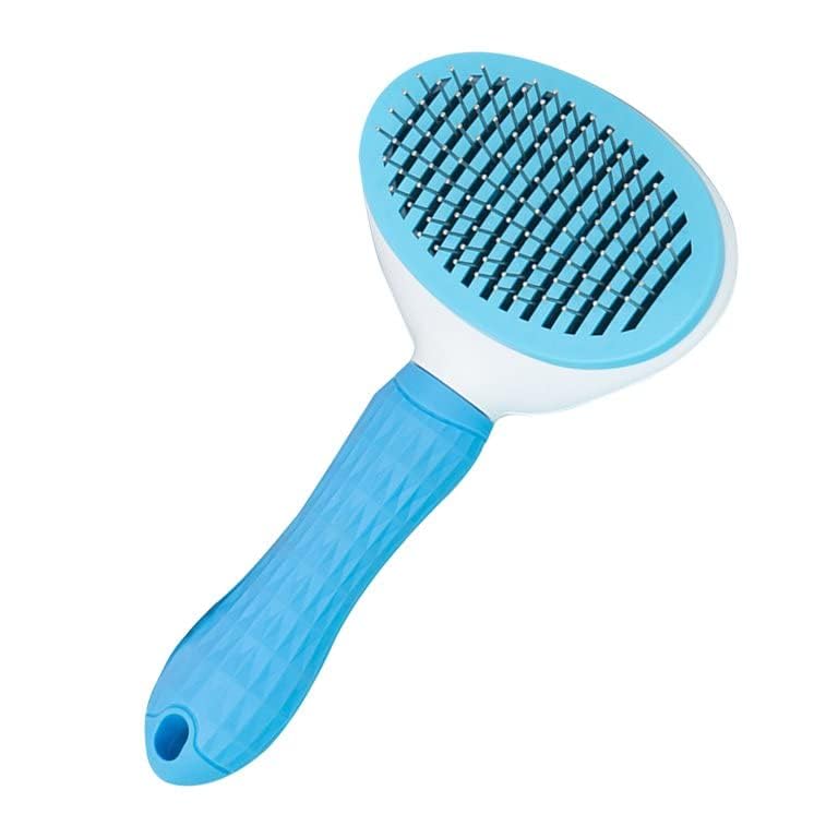 Pet Needs Self Cleaning Slicker Brush Comb For Dog And Cat, Deshedding Tool Removes Mat & Tangle, Blue