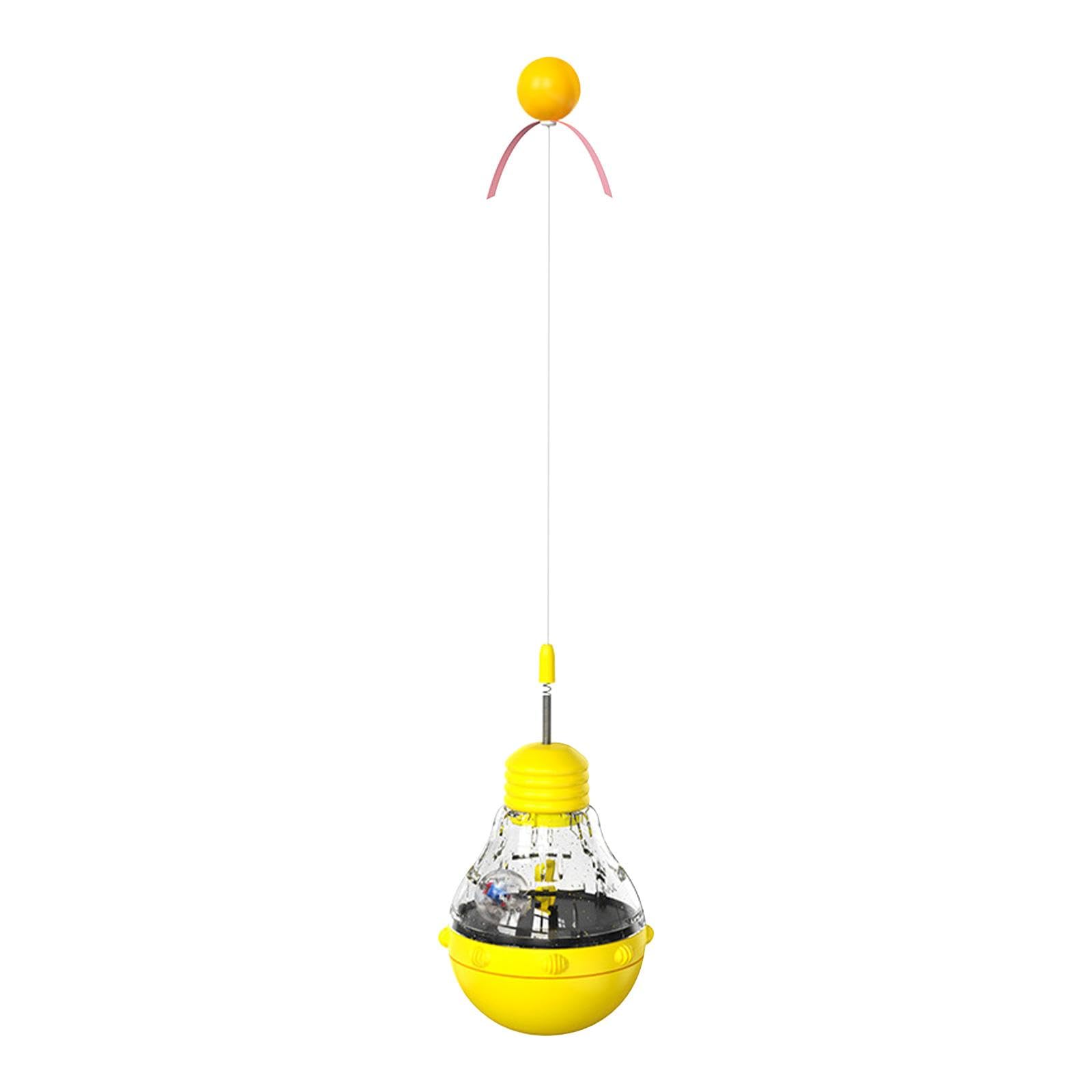 Ujeavette Tumbler Cat Treat Ball Food Puzzle Funny Cat Treat Dispenser Toy For Dog Pet Yellow