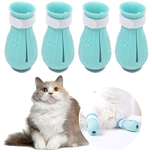4Pcs Cat Boots For Cats Only Paw Covers Protectors Claws Shoes Paws Wound Boot Silicon Anti Scratch Cat Mittens For Bathing, Nai