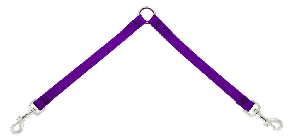 Coupler For Walking Two Medium Or Larger Dogs Together, 3/4 Wide Purple By Lupine, 24 Long