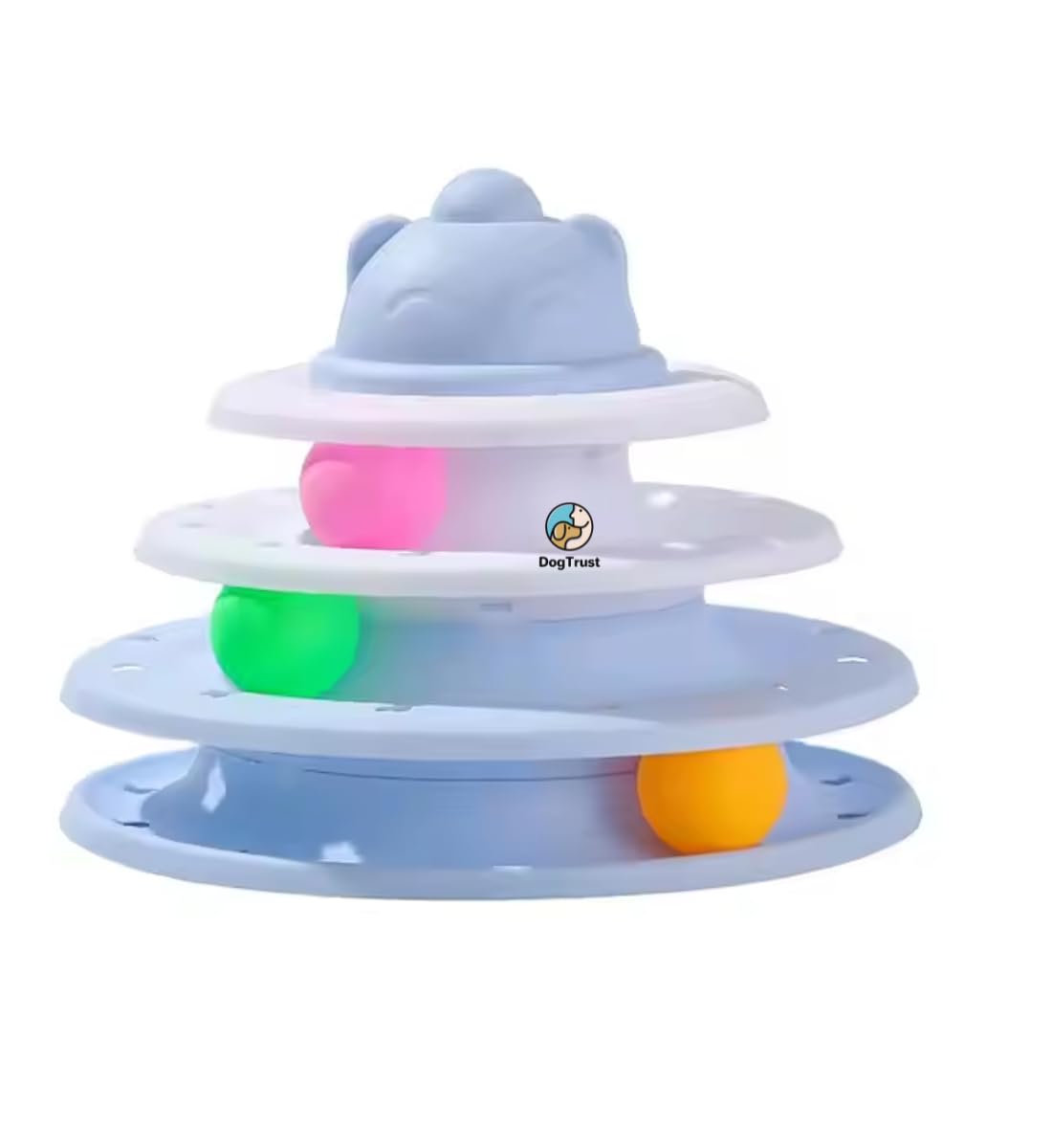 Dog Trust Triple Layer Cat Toy Tower With Rolling Balls  Engaging Multi Level Track Game For Active Play, Pet Entertainment, An