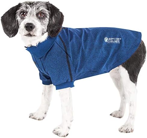 Pet Life  Active Furflexed Relaxstretch Wickproof Performance Dog Polo Tshirt, Navy  Large