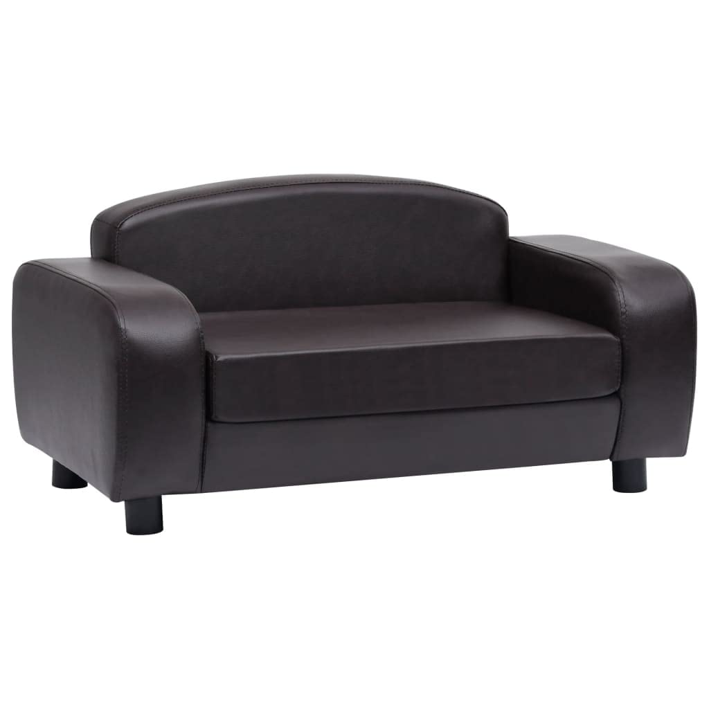 vidaXL Faux Leather Dog Sofa - Comfortable and Stylish Pet Furniture with Anti-Slip Wooden Legs and Washable Cushion Cover in Br