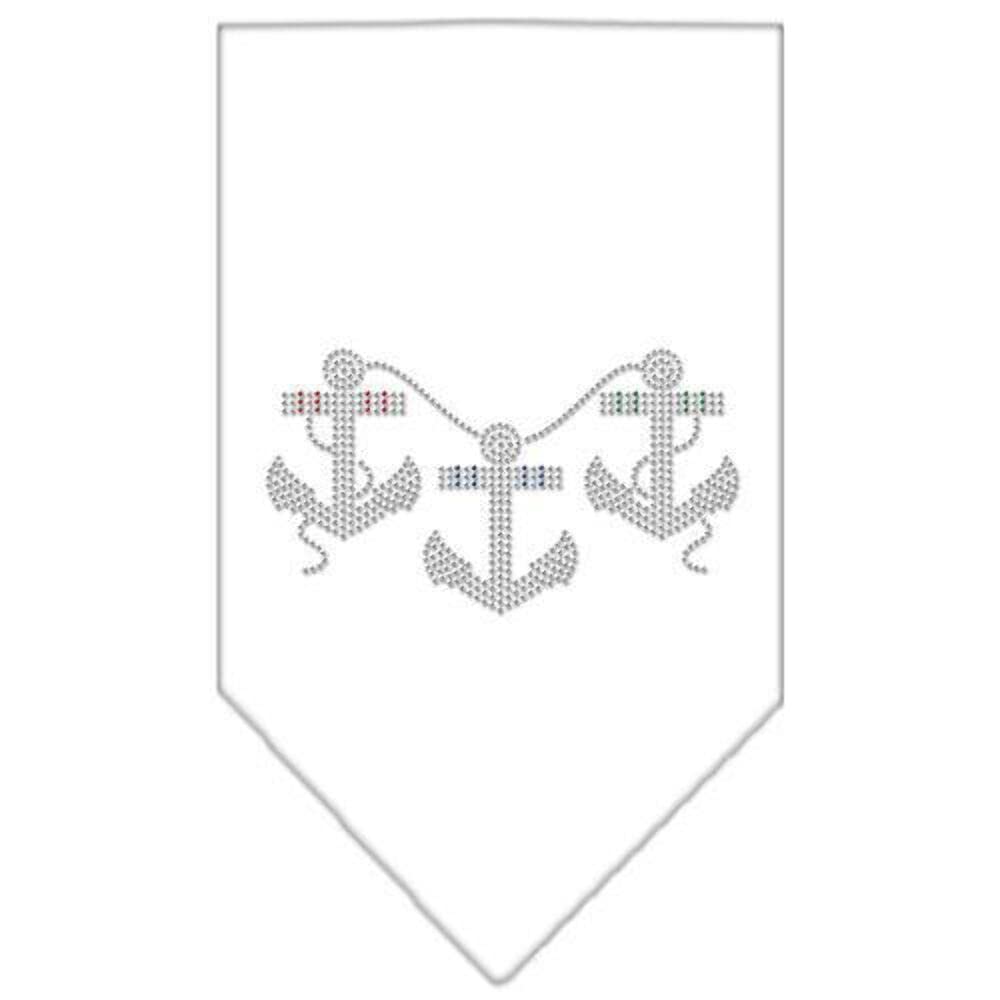 Mirage Pet Products Anchors Rhinestone Bandana, Large, White