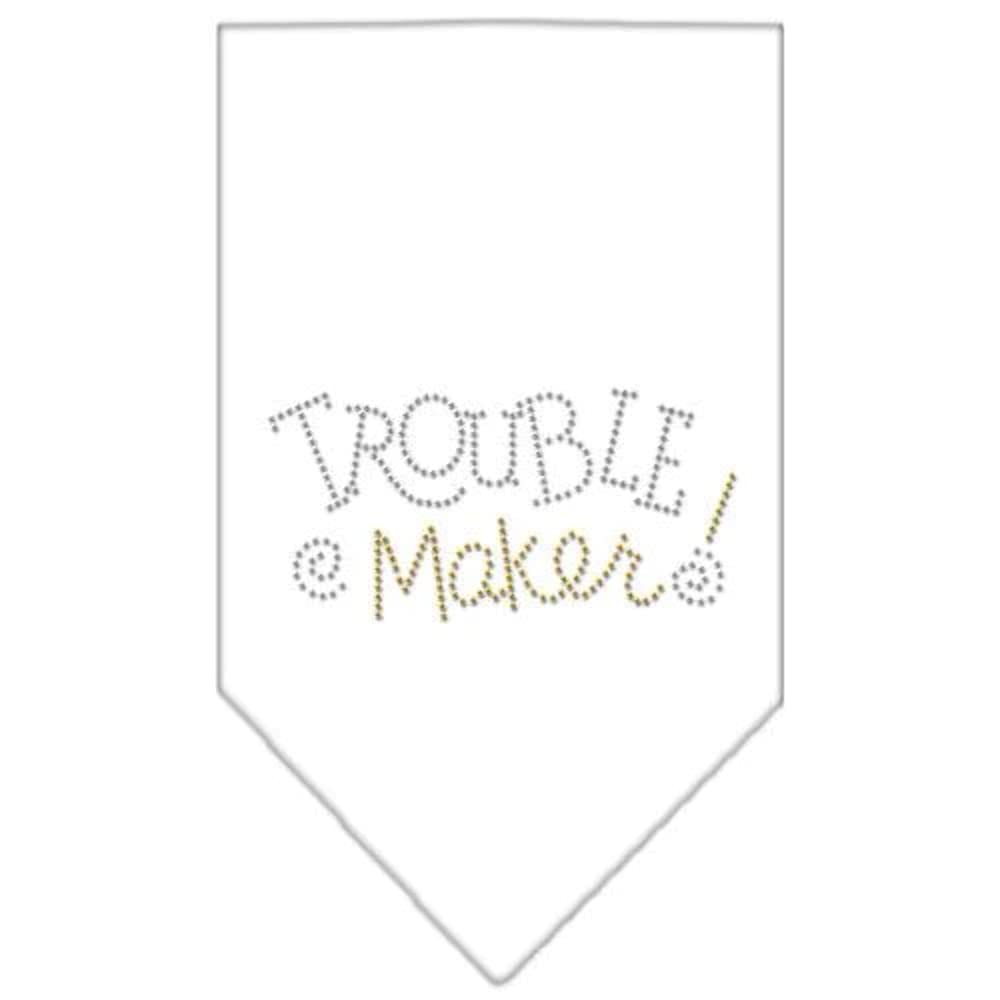 Mirage Pet Products Trouble Maker Rhinestone Bandana, Small, White