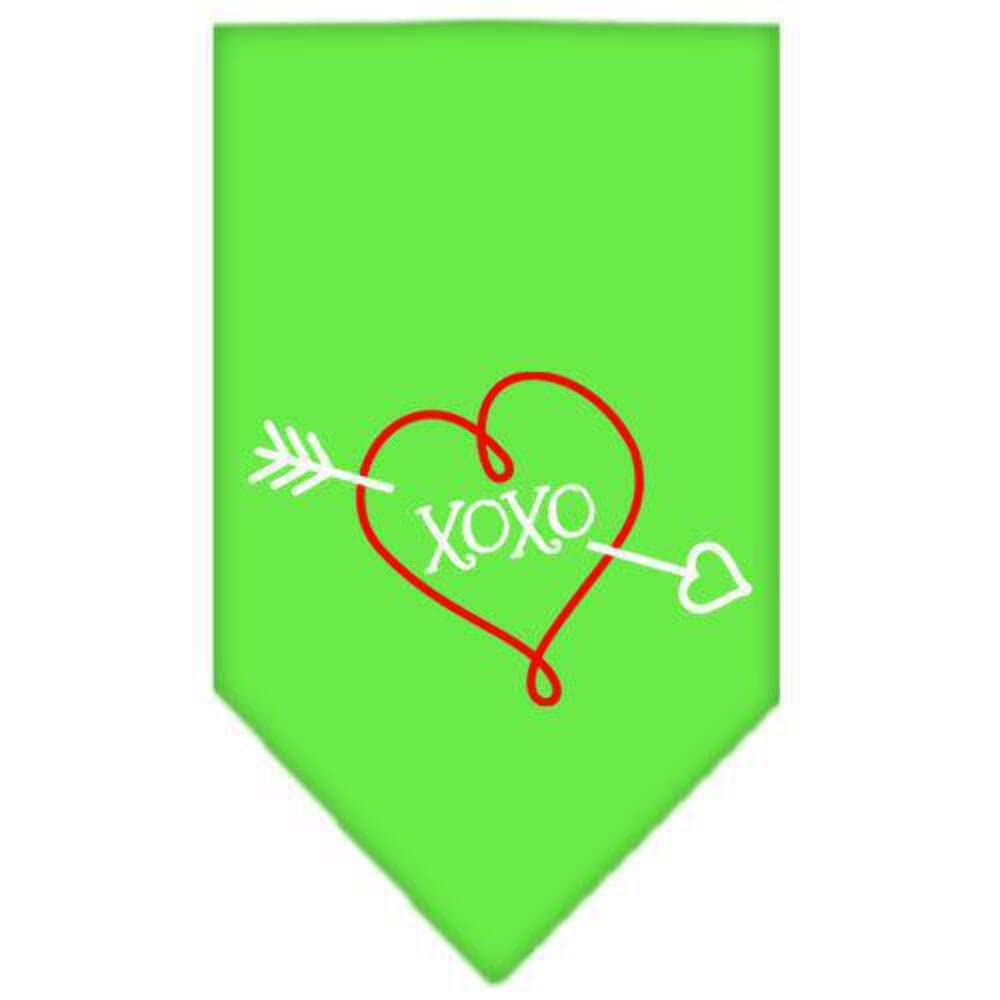 Pet and Dog Bandana Screen Printed, XOXO Lime Green Large