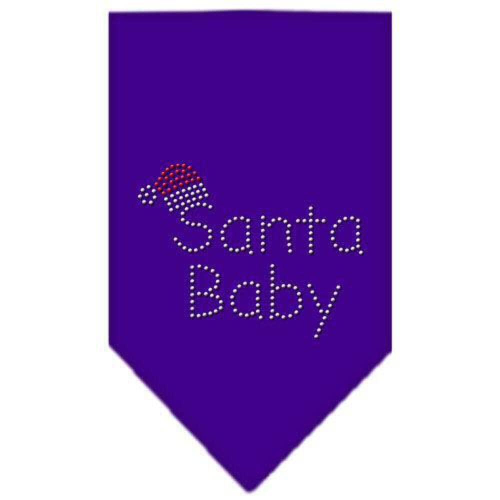 Christmas Pet and Dog Bandana Rhinestone, Santa Baby Purple Small