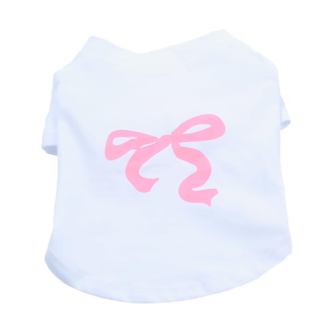 Dog T-Shirt Tee Clothes Vest Lightweight Stretchy Soft Cool Breathable Puppy (Pink Bow, Medium)