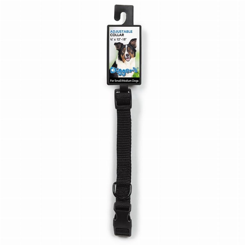 Dog Adjustable Collar 1 x 18 - 26 Nylon Black