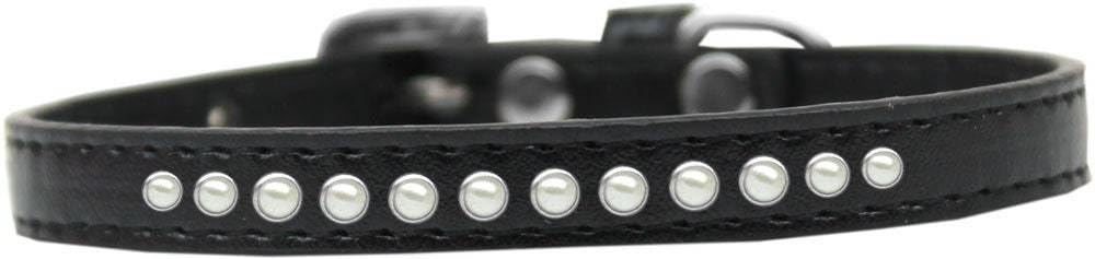 Dog, Puppy & Pet Fashion Collar, One Row Pearl Rimsets - 10 - Black