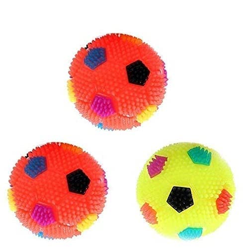 KsPups 3 Pcs LED Whistle Squeaky Sound Ball, Pet Playing Interactive Rubber Chew Ball Toy for Puppies/Kitten/Dogs