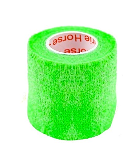 2 Inch Vet Wrap Tape Bulk (Neon Green) (Pack of 6) Self Adhesive Adherent Adhering Flex Bandage Grip Roll for Dog Cat Pet Horse