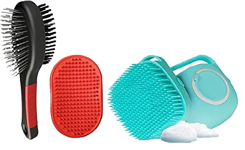 Woofy Pet Grooming Kit Long & Short Hair Brush, Washing Dog Gloves, 2 In 1 Pets Massage Brush, Pet Massage Brush Shampoo Dispens