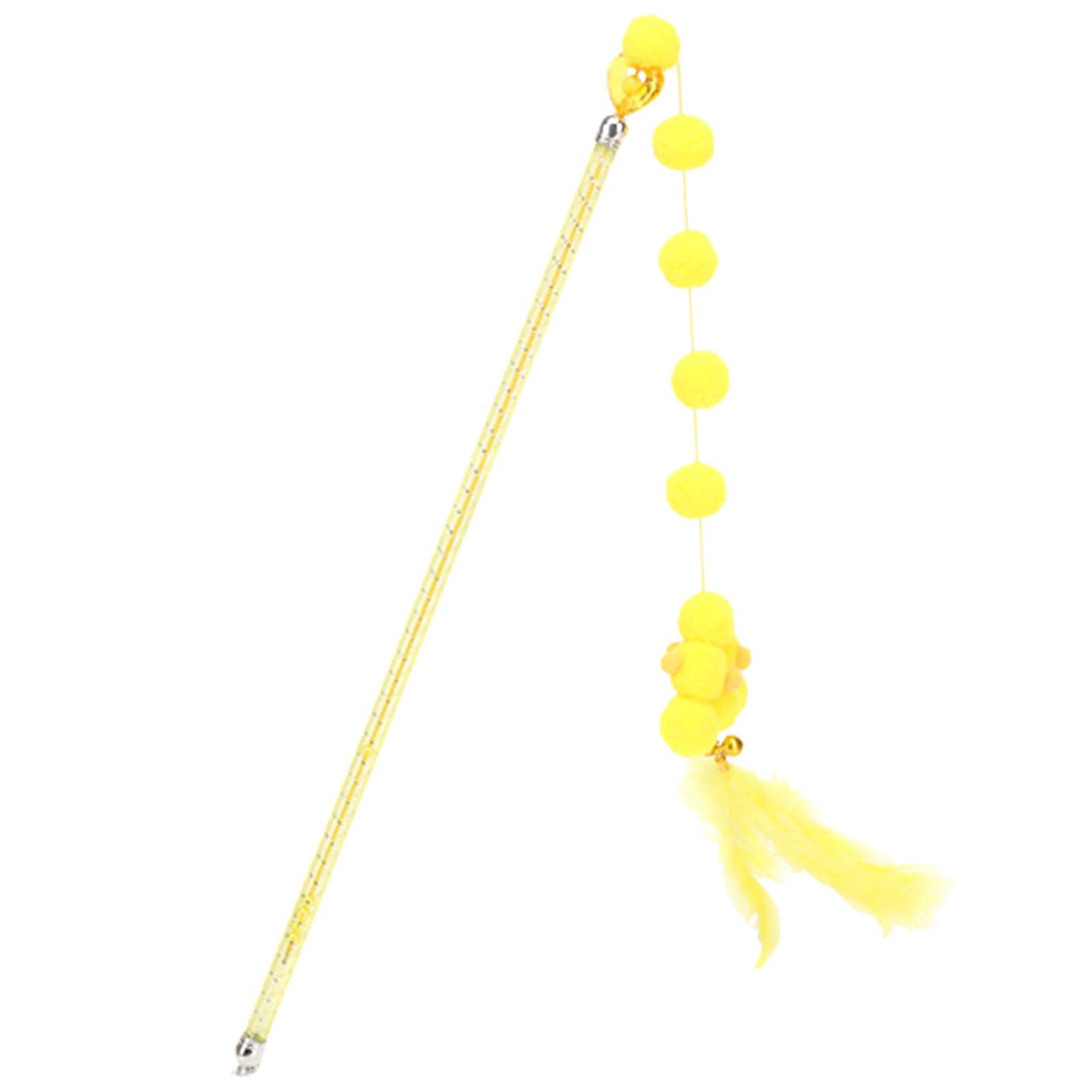 Ecomistiq Cat Teaser Interactive Toy Exercising Iq Improving Funny Teasing Wand Yellow| Toys| Supplies |Pet