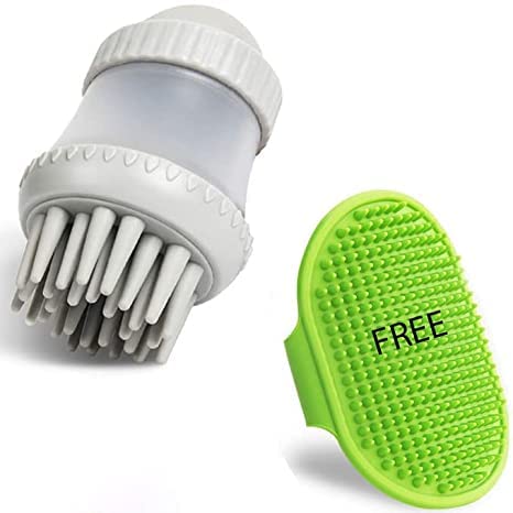Woofy Pet Bath & Massage Brush Shampoo Dispenser for Daily Grooming for Short and Long Hair With Free Grooming Hand Brush