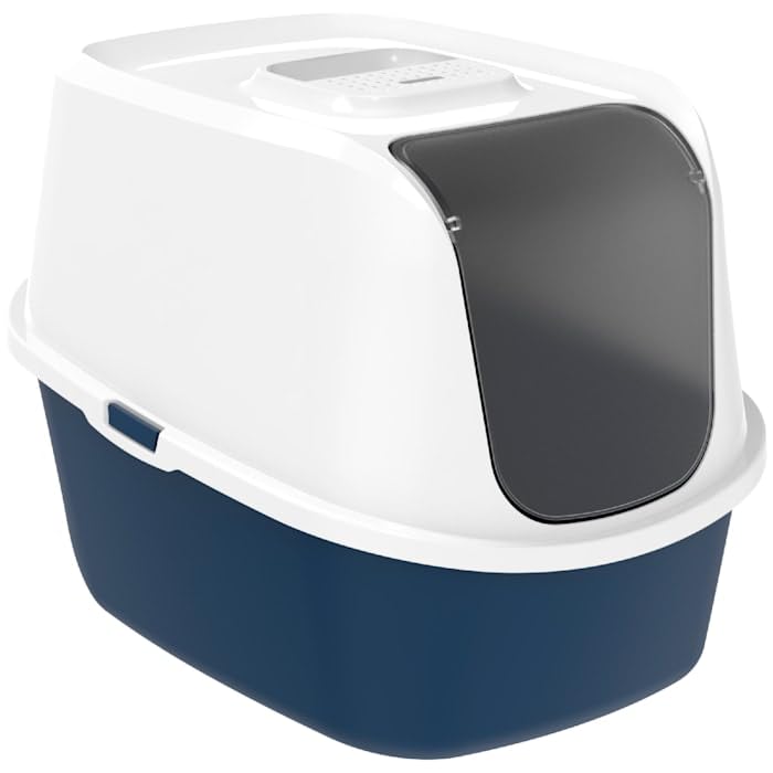 Moderna Blue Enclosed Litter Box for Cats, Large