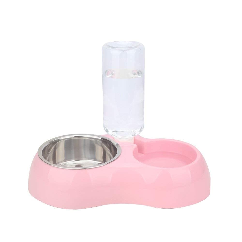Puram Dual Pets Bowls, Detachable Stainless Steel Dog Bowl With NonSlip No Spill Base, Pets Food Bowl With Automatic Water Feed