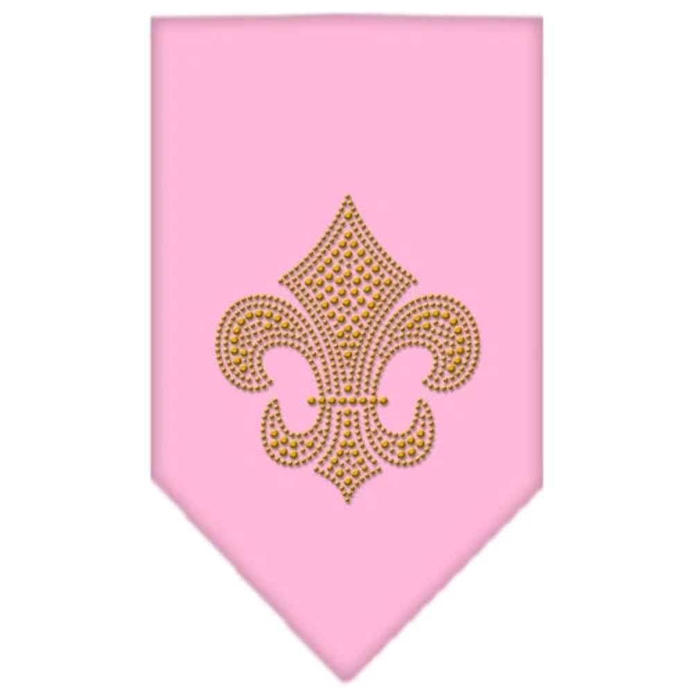 Pet and Dog Bandana Rhinestone, Fleur De Lis Gold Purple Small