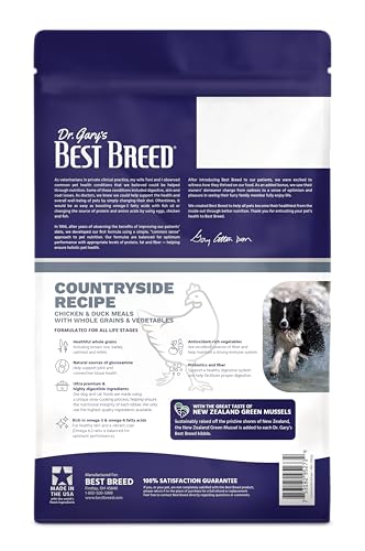 Best Breed Dr. Garys Countryside Recipe Slow-Cooked in USA, Natural Dry Dog Food for All Breeds and Sizes, 4lbs.