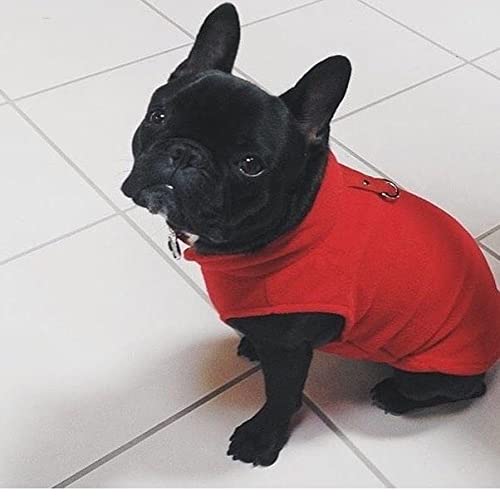 Gooby Fleece Vest Dog Sweater - Red, X-Small - Warm Pullover Fleece Dog Jacket with O-Ring Leash - Winter Small Dog Sweater Coat