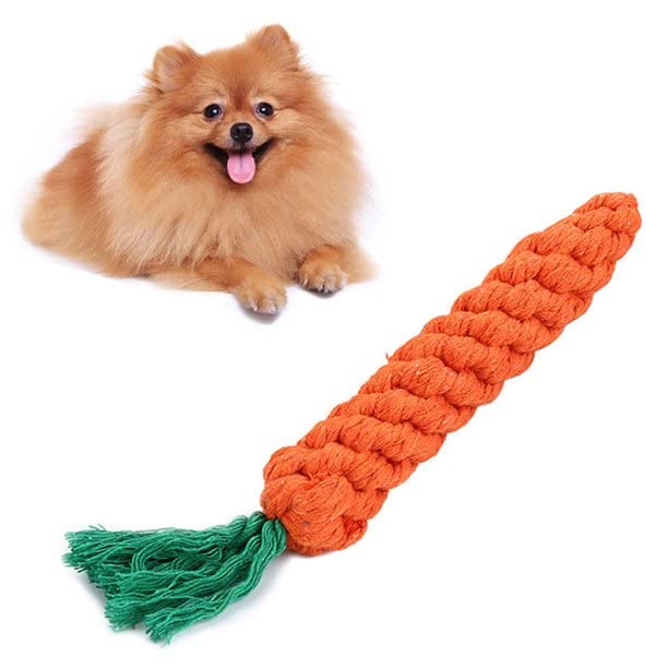 The Pets Company Cotton Rope Chewing & Teething Puppies, Interactive Rope Toy, Carrot