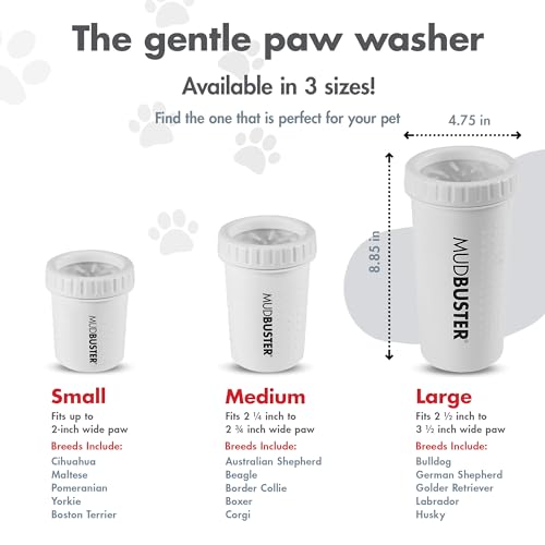 Dexas Mudbuster Portable Dog Paw Washer/Paw Cleaner, Large, Bright White- Special Edition (Pw72032-22Wp)