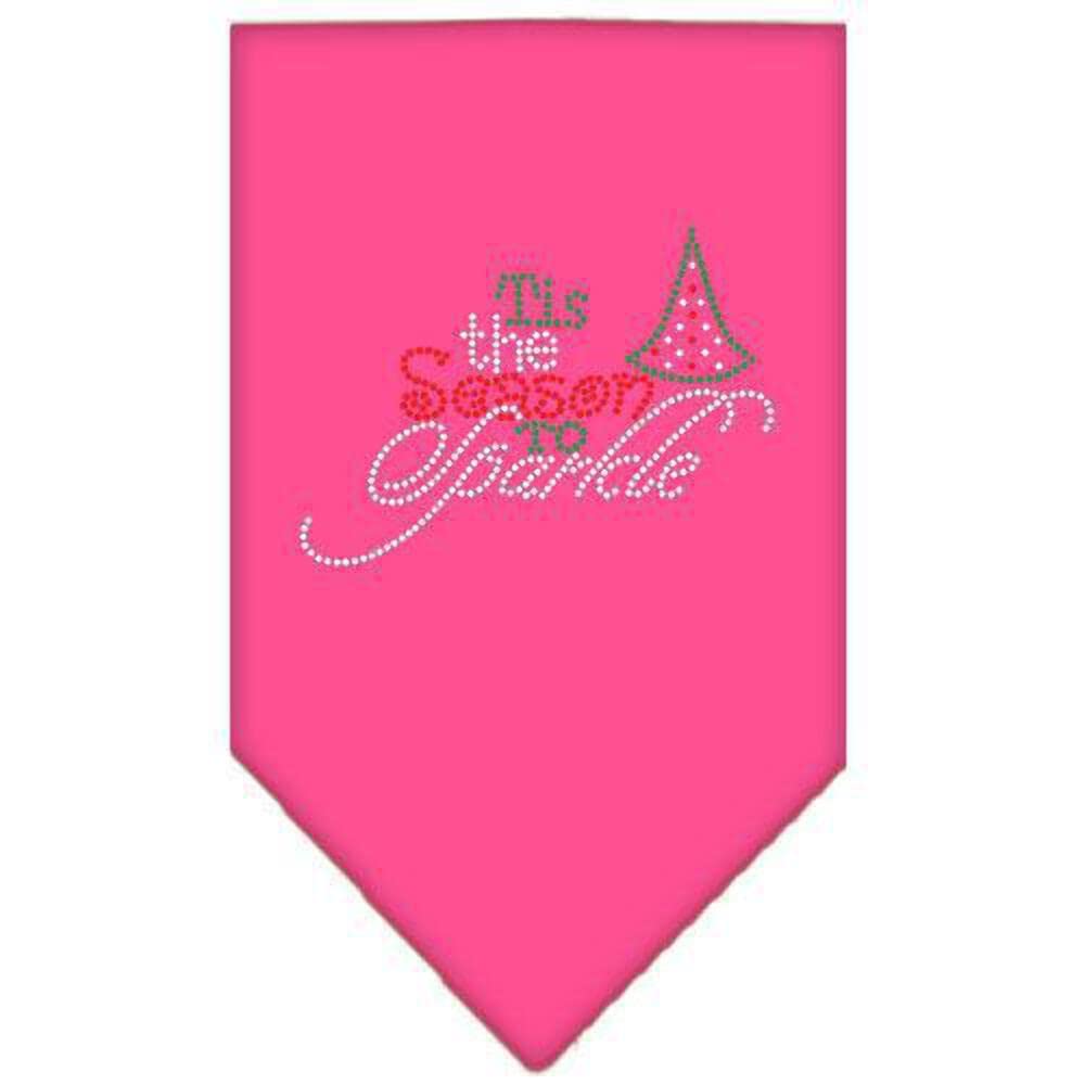 Christmas Pet and Dog Bandana Rhinestone, "Tis The Season To Sparkle" Black Small