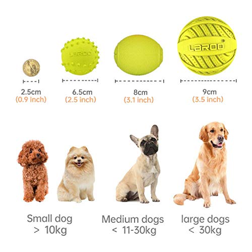 Laroo Squeaky Dog Ball Toy,Durable Natural Rubber Squeaker Ball Throwing Training,Teeth Cleaning Chew Toy For Pet Medium And Large Dogs (9Cm Green)