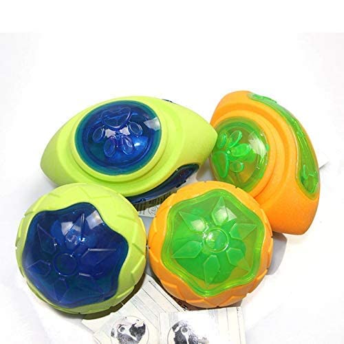 D&C Paws Durable Rubber Led Squeaker Rugby Toy Interactive Dumbbell Toy Ideal For Playing Dog & Puppies  Color May Very (Pack O