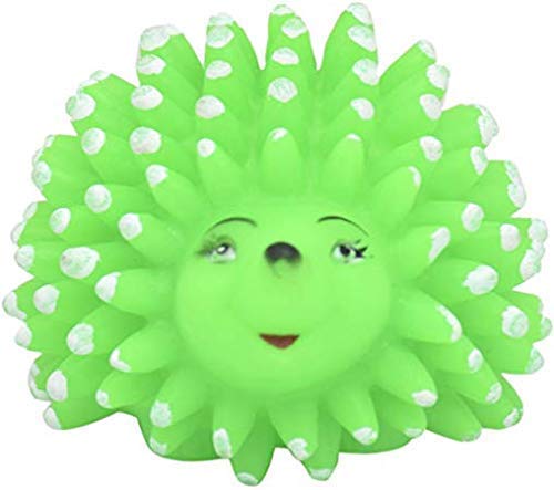 Psk Natural Rubber Vinyl Cute Colorful Hedgehog Squeaky Toy For Puppy Dog (Green)