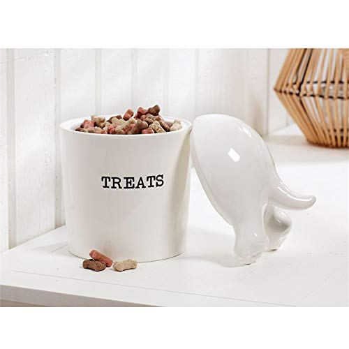 Mud Pie Dog Tail Treat Canister - Ceramic Dog Treat Jar