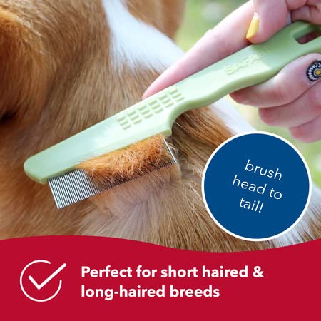 Coastal Pet Safari Double Row Comb - Helps Dry Skin - For Flea Prevention And Detection In Pets With Short And Long Hair