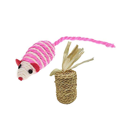 Psk Pet Mart Sisal Rope Rattle Scratcher Molar Mouse And Scratch Carrot Toy For Cat Combo (Pack Of 2)