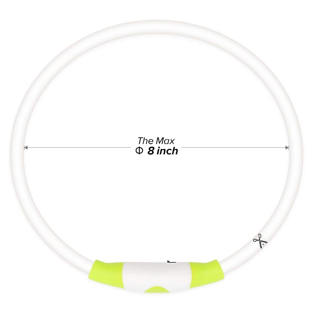 BSEEN LED Light Up Dog Collar, Rechargeable TPU, Green, 70cm, Model VQ-HQ9R-T7XR, Ideal for Night Walking