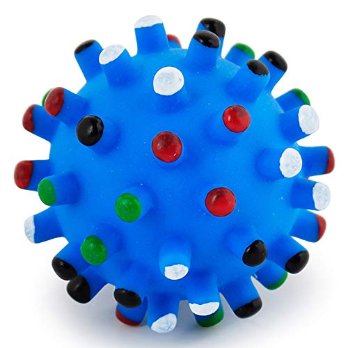 Psk Pet Mart Pack Of 2 Pet Dog Puppy Thorny Ball Molar Teeth Cleaning Chewing Squeaky Sound Toy  Blue