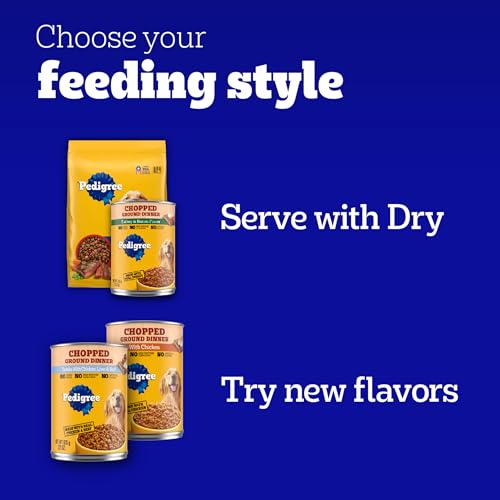 Pedigree Chopped Ground Dinner Wet Dog Food Filet Mignon & Beef Variety Pack, 13.2 oz. Cans (12 Count, Pack of 1)