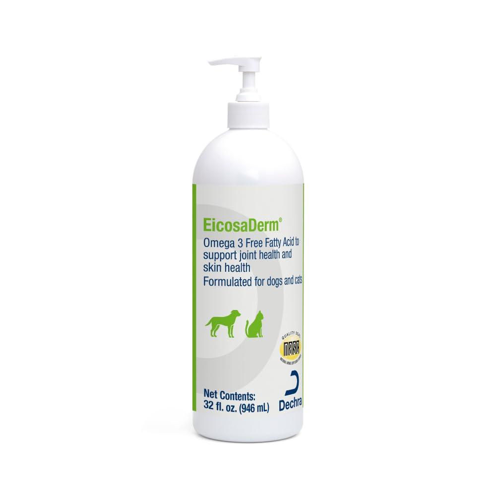 EicosaDerm Omega 3 Liquid for Dogs & Cats, 32 oz, Clear, Model 32ECW