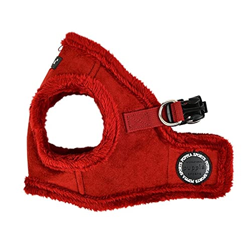 Puppia Terry Vest Dog Harness Step-In Winter Suede Warm No Choke No Pull Training Walking For Small And Medium Dog, Wine, Small