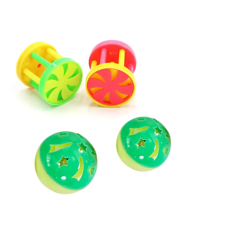 Dog Trust Plastic Cat Toys, Bell,Lattice With Bell Jingle Kitten Toy, Play For Indoor Pet Chase,Random Color Pack Of 4 Pcs