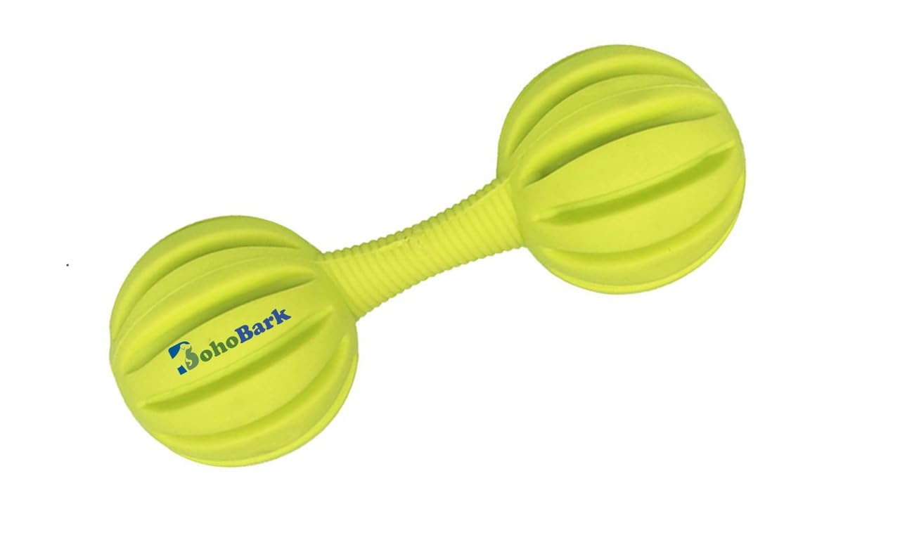 Bohobark Natural Rubber Dumbbell Treat Dispensing Toys For Dogs, NonToxic Chew Toys For Dogs, Ideal Interactive Dog Toy