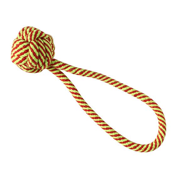 Rope Ball Chew Toy For Dogs | Cotton Braided Tug Toy With Handle | Durable